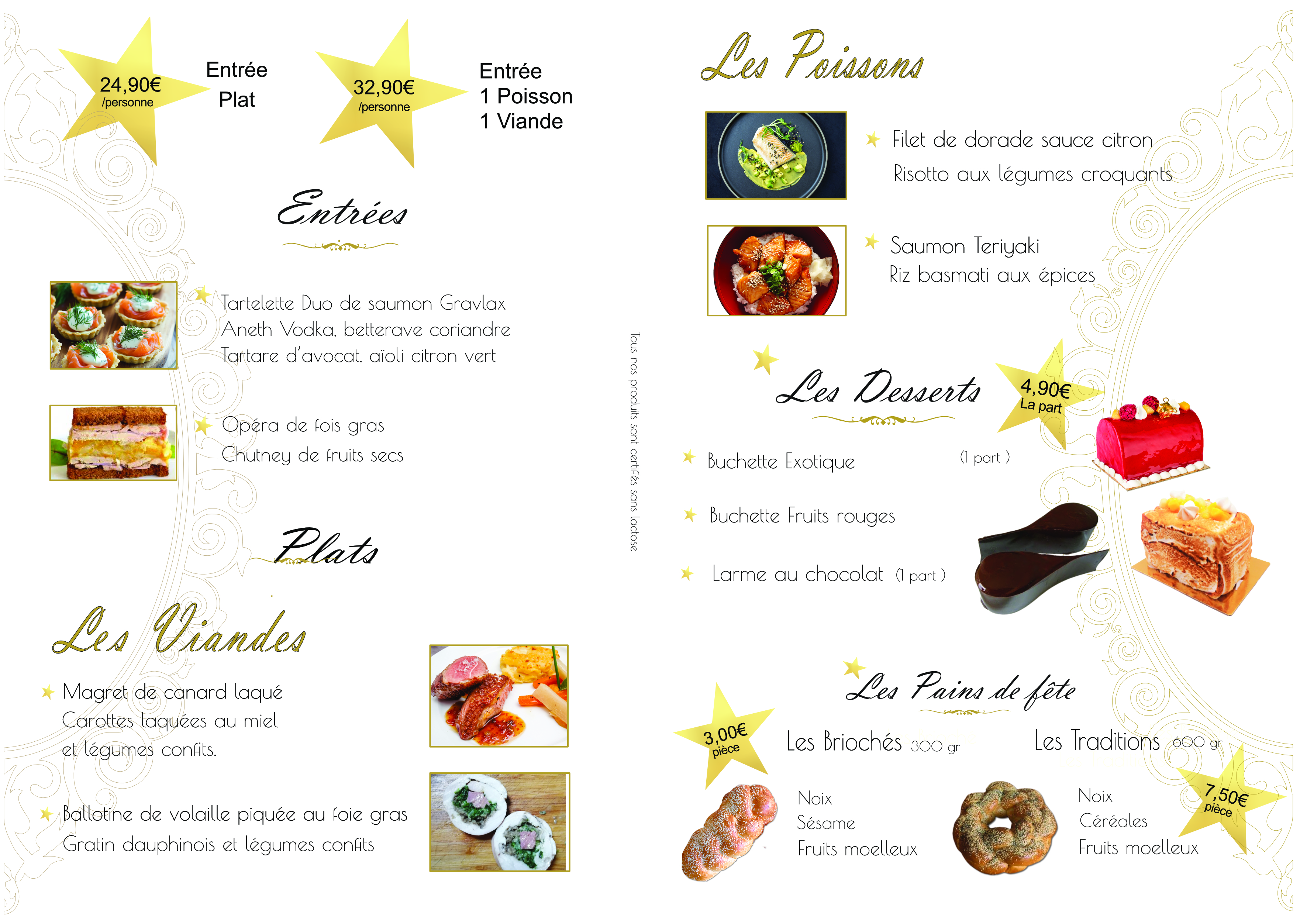 menus de fêtes